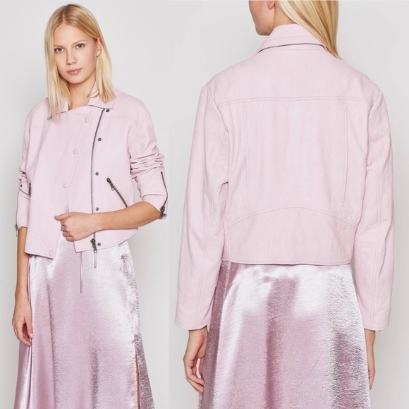 JOIE Akirako Leather Moto Jacket In Fleur D-isle